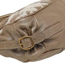 Valentino Metallic Beige Leather Urban Lace Satchel