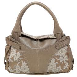 Valentino Metallic Beige Leather Urban Lace Satchel