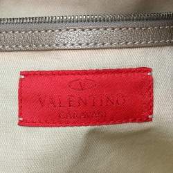 Valentino Metallic Beige Leather Urban Lace Satchel