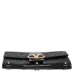 Valentino Black Canvas And Leather Continental Wallet