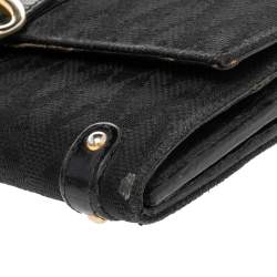 Valentino Black Canvas And Leather Continental Wallet