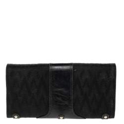 Valentino Black Canvas And Leather Continental Wallet