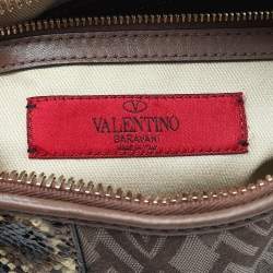 Pre Owned Valentino Multicolor Monogram Canvas And Python Satchel