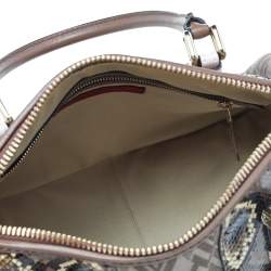 Pre Owned Valentino Multicolor Monogram Canvas And Python Satchel