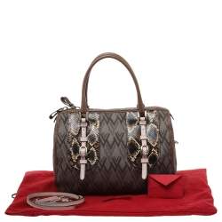 Pre Owned Valentino Multicolor Monogram Canvas And Python Satchel