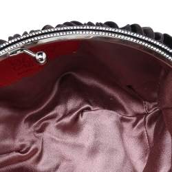 مملوكة مسبقًا حقيبة كلتش فالنتينو ساتان بني يد حلقة مزخرفة 