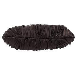 مملوكة مسبقًا حقيبة كلتش فالنتينو ساتان بني يد حلقة مزخرفة 