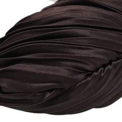 مملوكة مسبقًا حقيبة كلتش فالنتينو ساتان بني يد حلقة مزخرفة 