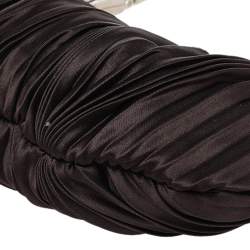 مملوكة مسبقًا حقيبة كلتش فالنتينو ساتان بني يد حلقة مزخرفة 