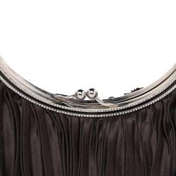 مملوكة مسبقًا حقيبة كلتش فالنتينو ساتان بني يد حلقة مزخرفة 