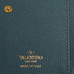 Pre Owned محفظة طية ثنائية فالنتينو في شعار جلد أزرق