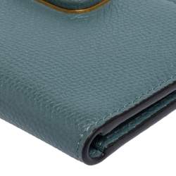 Pre Owned محفظة طية ثنائية فالنتينو في شعار جلد أزرق