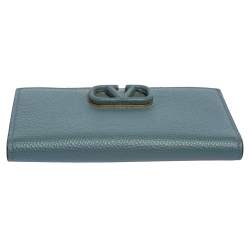Pre Owned محفظة طية ثنائية فالنتينو في شعار جلد أزرق
