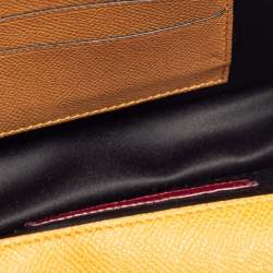 Pre Owned Valentino Mustard Grained Leather Chain Crossbody Clutch