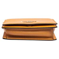 Pre Owned Valentino Mustard Grained Leather Chain Crossbody Clutch