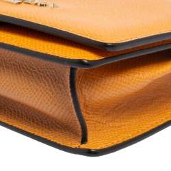 Pre Owned Valentino Mustard Grained Leather Chain Crossbody Clutch