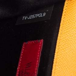 Pre Owned Valentino Mustard Grained Leather Chain Crossbody Clutch