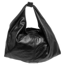 Pre Owned Valentino Black Leather Petale Rose Hobo Bag