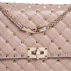 مملوكة مسبقًا حقيبة فالنتينو كبيرة مرصعة روكستد سبايك يد علوية جلد بيج