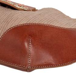 مملوكة مسبقًا Valentino Beige/Tan Leather and Straw Catch Hobo