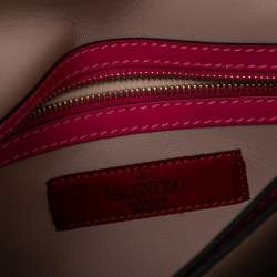 Pre Owned Valentino Fuchsia Leather Rockstud Wristlet Clutch