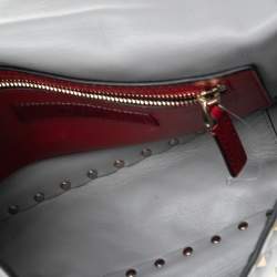 مملوكة مسبقًا Valentino Grey Leather Medium Rockstud Spike Top Handle Bag
