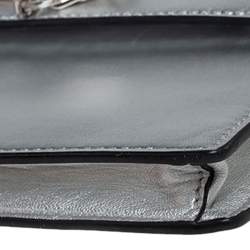 Pre Owned Valentino Metallic Silver Leather Vcase Clutch