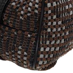 Pre Owned Valentino Black Leather And Fabric VLogo Flap Tote