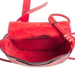 Pre Owned Valentino Red Leather Small VRING Saddle Bag