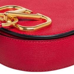 Pre Owned Valentino Red Leather Small VRING Saddle Bag