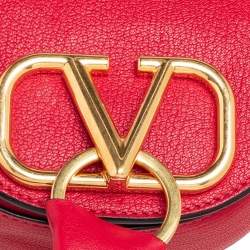 Pre Owned Valentino Red Leather Small VRING Saddle Bag