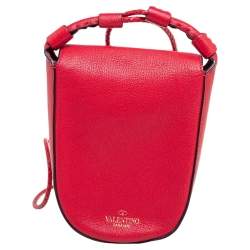 Pre Owned Valentino Red Leather Small VRING Saddle Bag