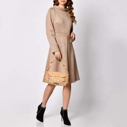 Pre Owned Valentino Beige Leather V Logo Shoulder Bag