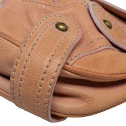 Pre Owned Valentino Beige Leather V Logo Shoulder Bag