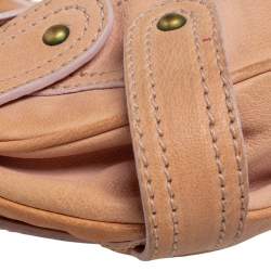 Pre Owned Valentino Beige Leather V Logo Shoulder Bag