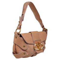 Pre Owned Valentino Beige Leather V Logo Shoulder Bag