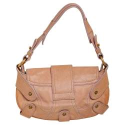 Pre Owned Valentino Beige Leather V Logo Shoulder Bag