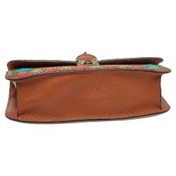 Valentino Brown Leather Glam Lock Shoulder Bag