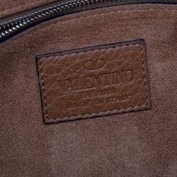 Valentino Brown Leather Glam Lock Shoulder Bag
