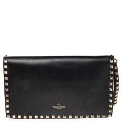 مملوكة مسبقًا حقيبة كلتش فالنتينو حمالة معصم روكستد جلد أسود