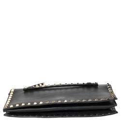 مملوكة مسبقًا حقيبة كلتش فالنتينو حمالة معصم روكستد جلد أسود