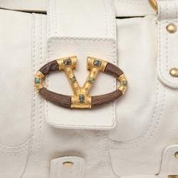 مملوكة مسبقًا حقيبة كتف فالنتينو ڨي لوغو جلد بيج ذات قلاب