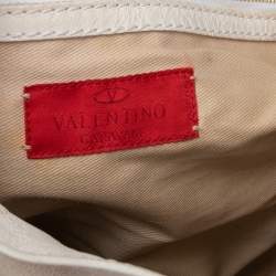 مملوكة مسبقًا حقيبة كتف فالنتينو ڨي لوغو جلد بيج ذات قلاب