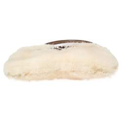 مملوكة مسبقًا Valentino Off White Mink Fur and Lizard VRing Crystals Hobo