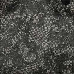 Pre Owned Valentino Grey/Black Lace Print Coated Canvas and Leather Shopper Tote