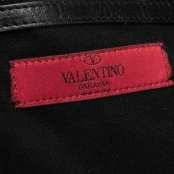 Pre Owned Valentino Grey/Black Lace Print Coated Canvas and Leather Shopper Tote