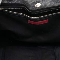 Pre Owned Valentino Grey/Black Lace Print Coated Canvas and Leather Shopper Tote