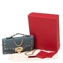 Pre Owned محفظة بسلسلة فالنتينو فليب لوك جلد أزرق روكستد 