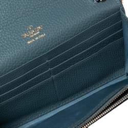 Pre Owned محفظة بسلسلة فالنتينو فليب لوك جلد أزرق روكستد 