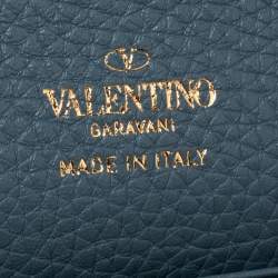 Pre Owned محفظة بسلسلة فالنتينو فليب لوك جلد أزرق روكستد 